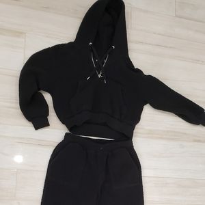 Blank NYC fuzzy black athleisure set Sz M